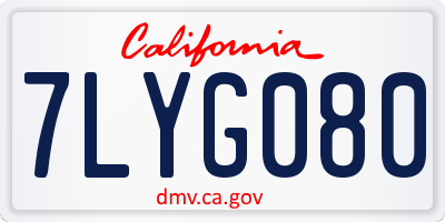 CA license plate 7LYG080
