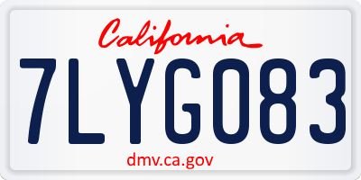 CA license plate 7LYG083