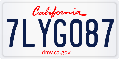 CA license plate 7LYG087