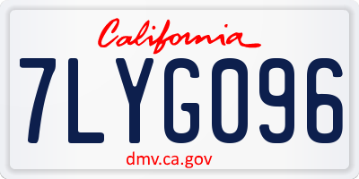 CA license plate 7LYG096
