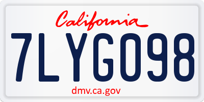 CA license plate 7LYG098