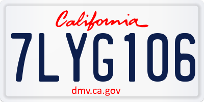 CA license plate 7LYG106