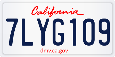 CA license plate 7LYG109