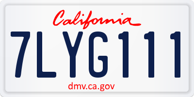 CA license plate 7LYG111
