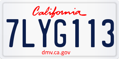 CA license plate 7LYG113