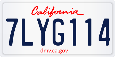 CA license plate 7LYG114