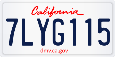 CA license plate 7LYG115