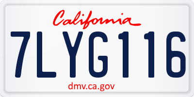 CA license plate 7LYG116