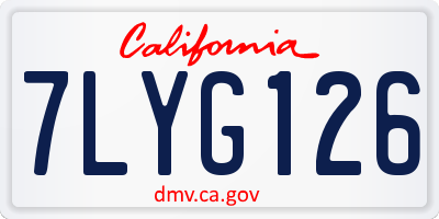CA license plate 7LYG126
