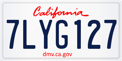 CA license plate 7LYG127