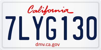 CA license plate 7LYG130