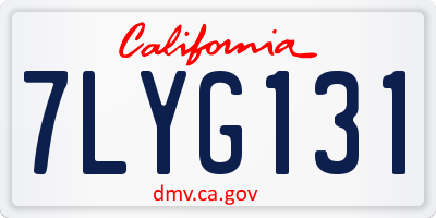 CA license plate 7LYG131
