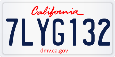 CA license plate 7LYG132