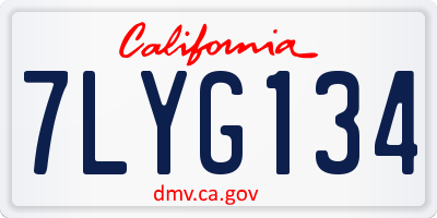 CA license plate 7LYG134