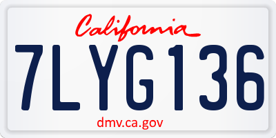 CA license plate 7LYG136