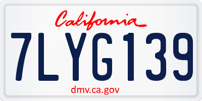 CA license plate 7LYG139