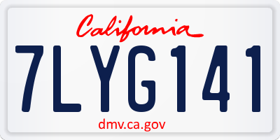 CA license plate 7LYG141