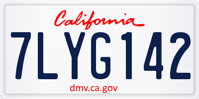 CA license plate 7LYG142