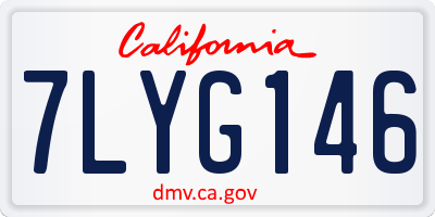 CA license plate 7LYG146