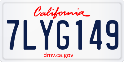 CA license plate 7LYG149