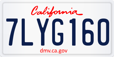 CA license plate 7LYG160
