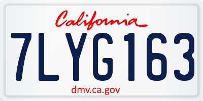CA license plate 7LYG163