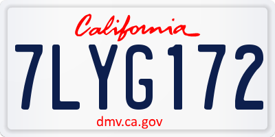 CA license plate 7LYG172