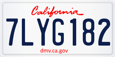 CA license plate 7LYG182