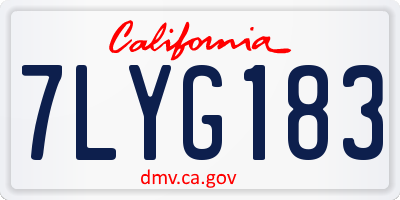 CA license plate 7LYG183
