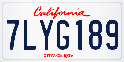 CA license plate 7LYG189