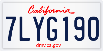 CA license plate 7LYG190