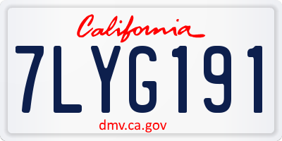 CA license plate 7LYG191