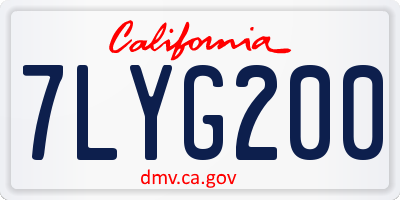 CA license plate 7LYG200