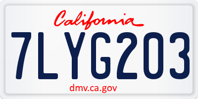 CA license plate 7LYG203
