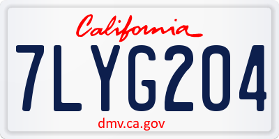 CA license plate 7LYG204
