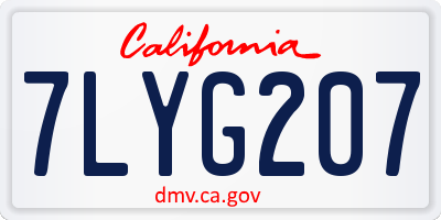 CA license plate 7LYG207