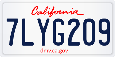 CA license plate 7LYG209