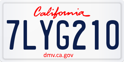 CA license plate 7LYG210