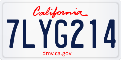 CA license plate 7LYG214