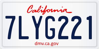 CA license plate 7LYG221
