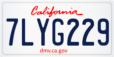 CA license plate 7LYG229