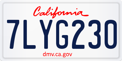 CA license plate 7LYG230