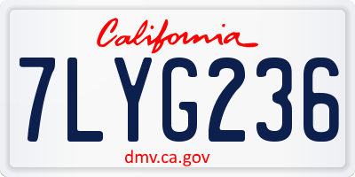 CA license plate 7LYG236