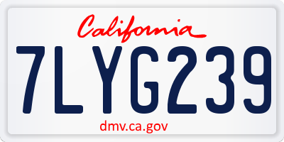 CA license plate 7LYG239