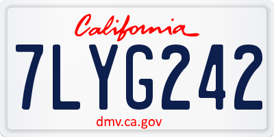 CA license plate 7LYG242