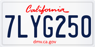 CA license plate 7LYG250