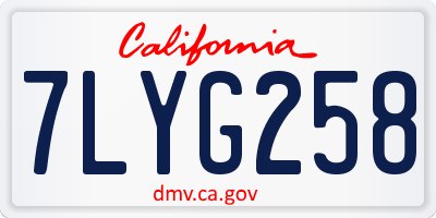 CA license plate 7LYG258