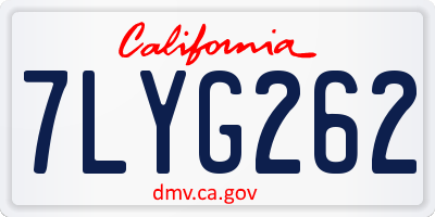 CA license plate 7LYG262