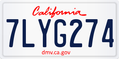 CA license plate 7LYG274