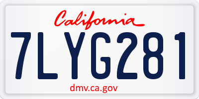 CA license plate 7LYG281
